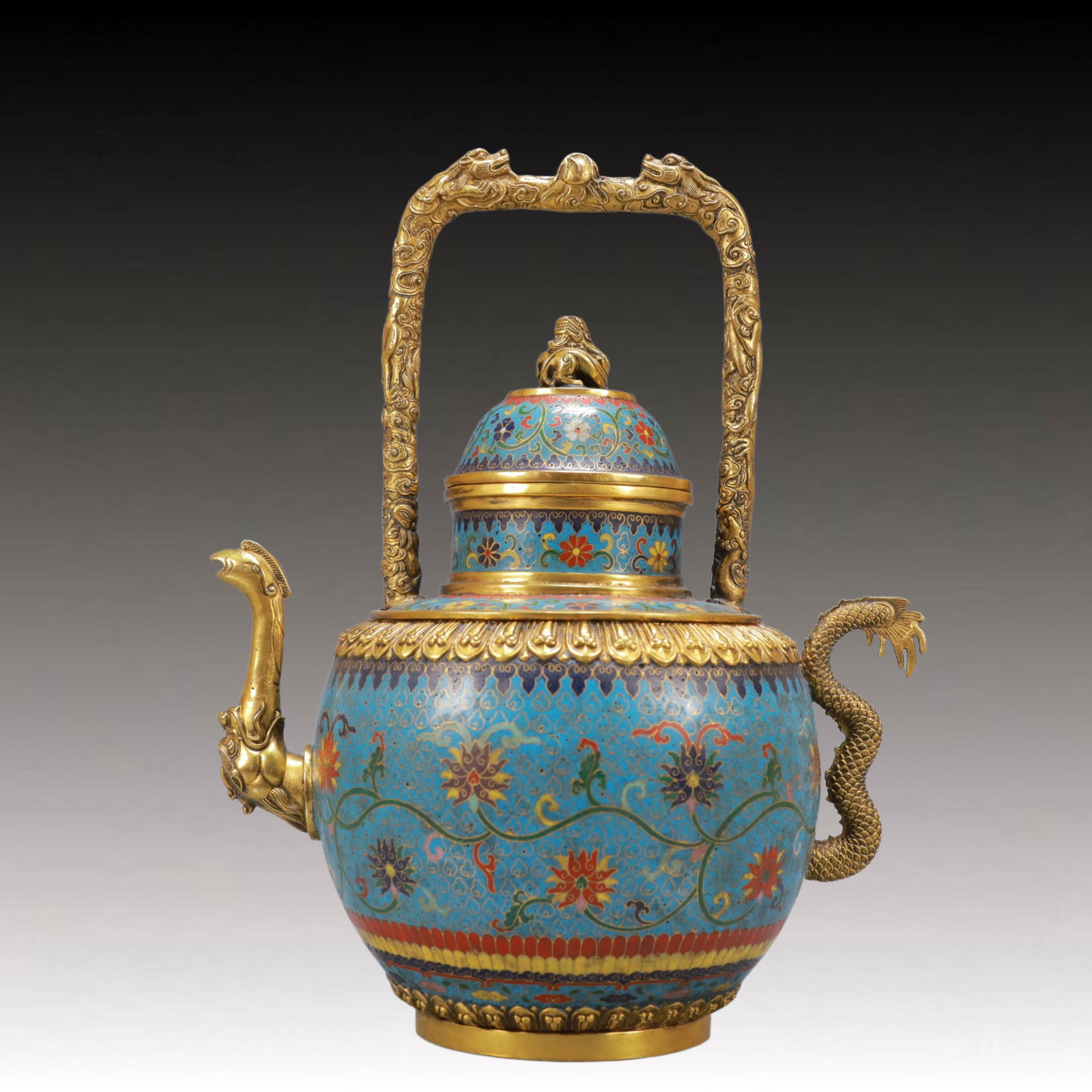 A Exquisite Cloisonne Lotus Pattern Dragon Pattern Ewer - 4