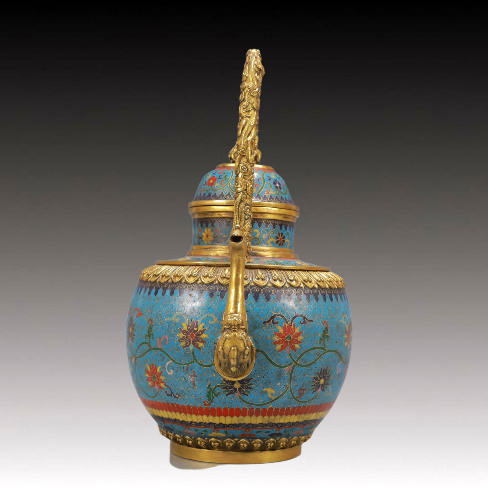A Exquisite Cloisonne Lotus Pattern Dragon Pattern Ewer - 6