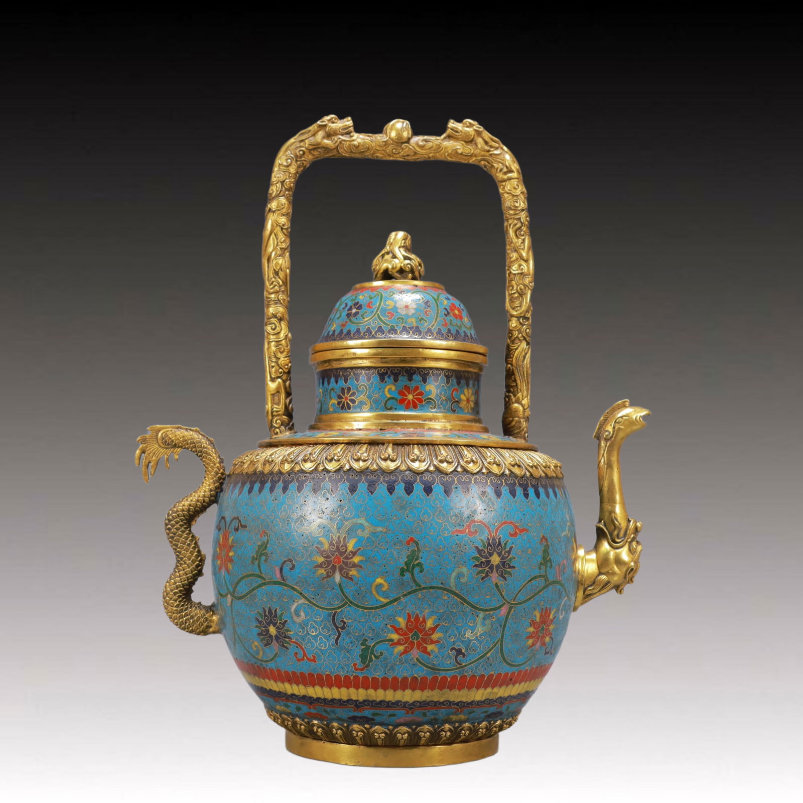 A Exquisite Cloisonne Lotus Pattern Dragon Pattern Ewer - 8