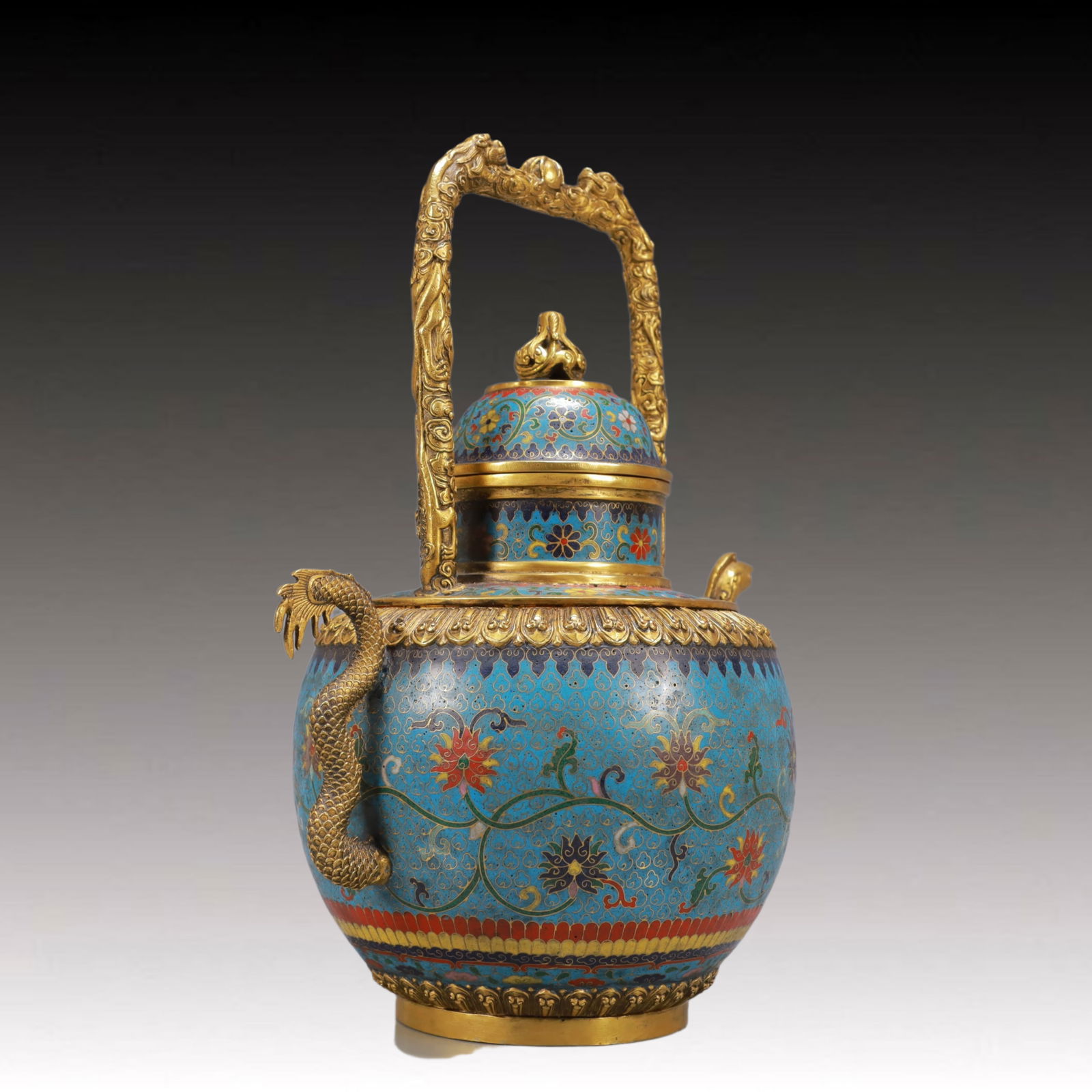 A Exquisite Cloisonne Lotus Pattern Dragon Pattern Ewer - 9