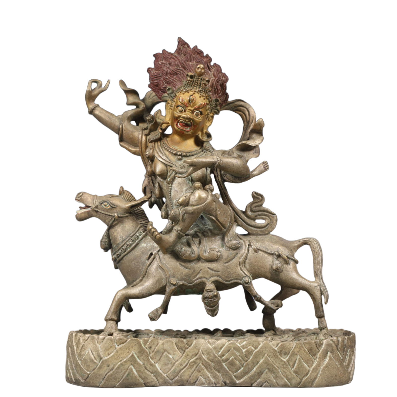 A Solemn Gilt Bronze Statue of Mammon: A Solemn Gilt Bronze Statue of Mammon, Qing Dynasty, China, Size:5.7inx2inx6.9in, Weight:1300g 