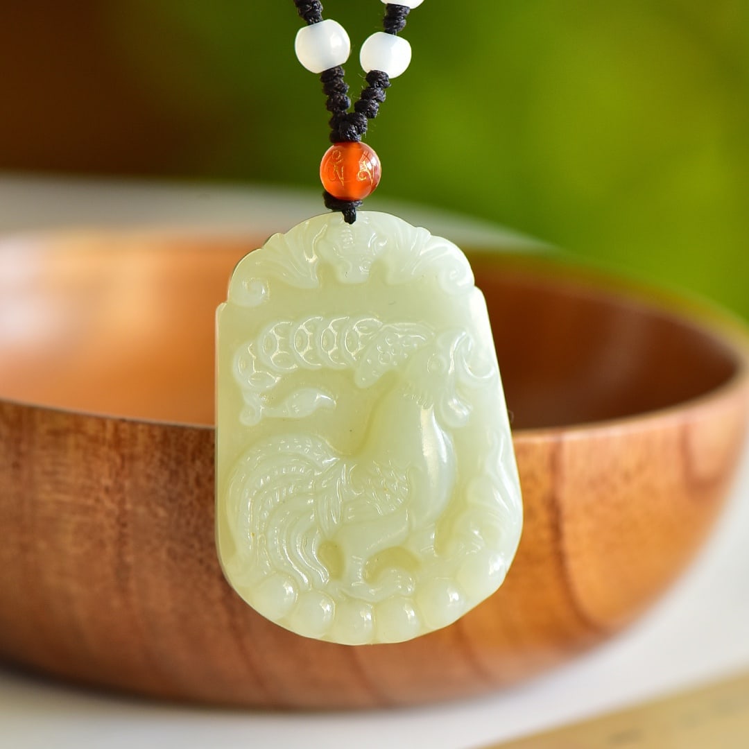 An Exquisite White Jade Rooster Pattern Pendant - 4