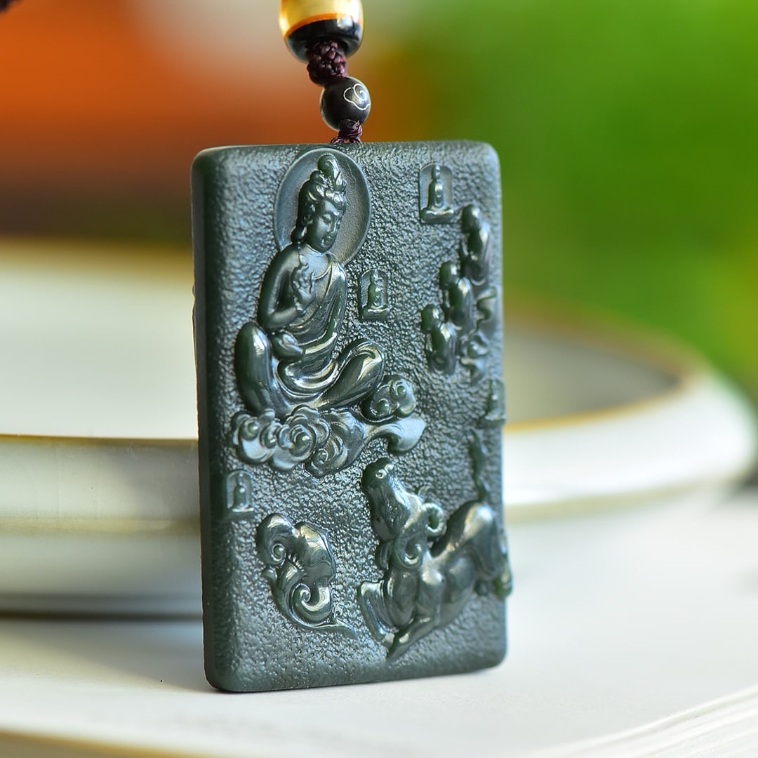 An Exquisite Sapphire Buddha Pattern Pendant - 3