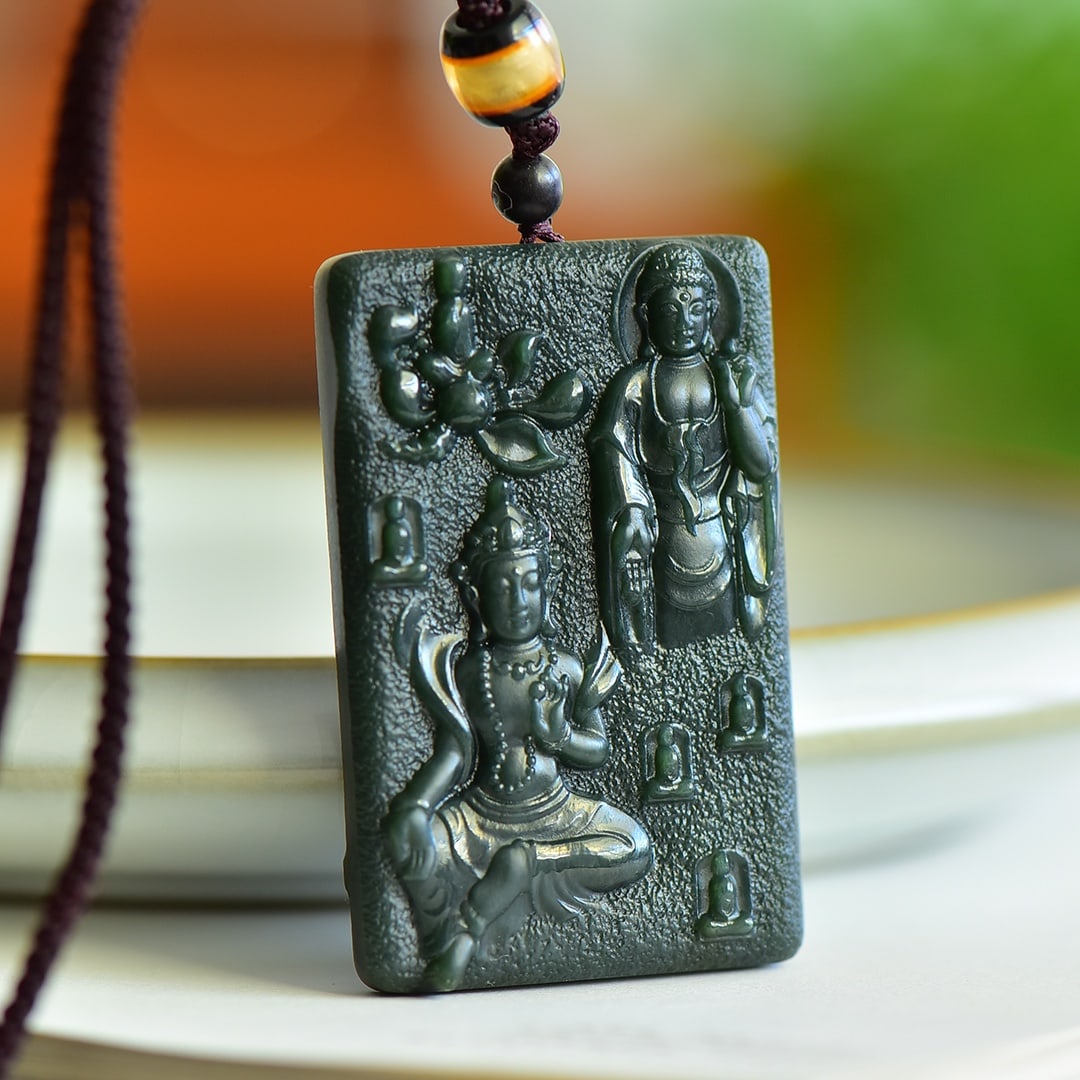 An Exquisite Sapphire Buddha Pattern Pendant - 4