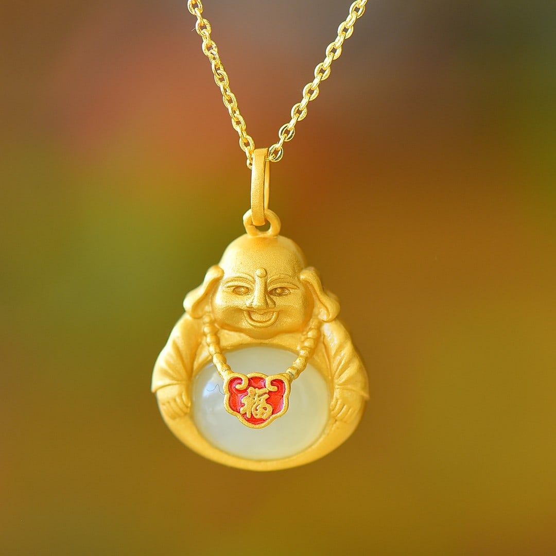 An Exquisite Sterling Silver-Gold Plated Inlaid White Jade Pendant: An Exquisite Sterling Silver-Gold Plated Inlaid White Jade Pendant,Size:10mmx12mm 纯银镀金镶白玉吊坠