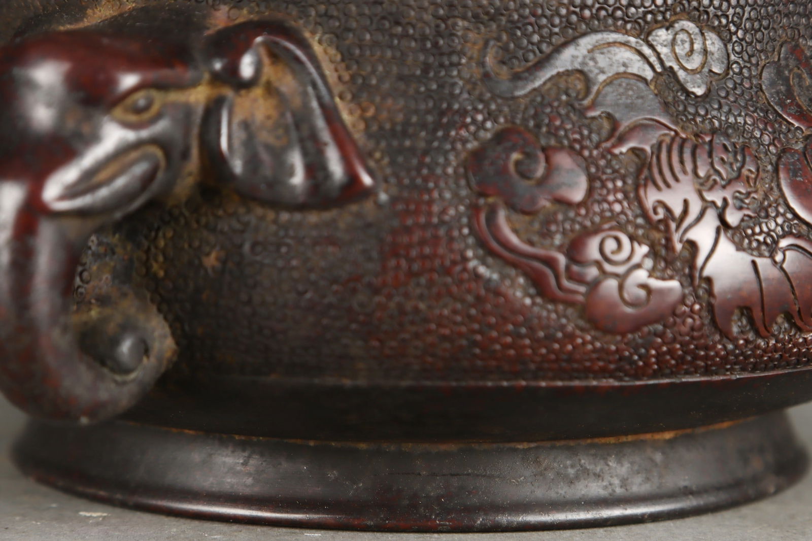 A Exquisite Bronze Bat Pattern Elephant Head-Ears Censer - 5