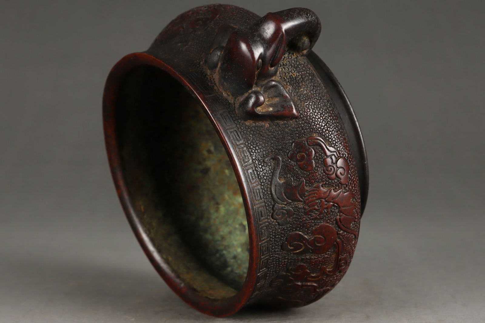 A Exquisite Bronze Bat Pattern Elephant Head-Ears Censer - 6
