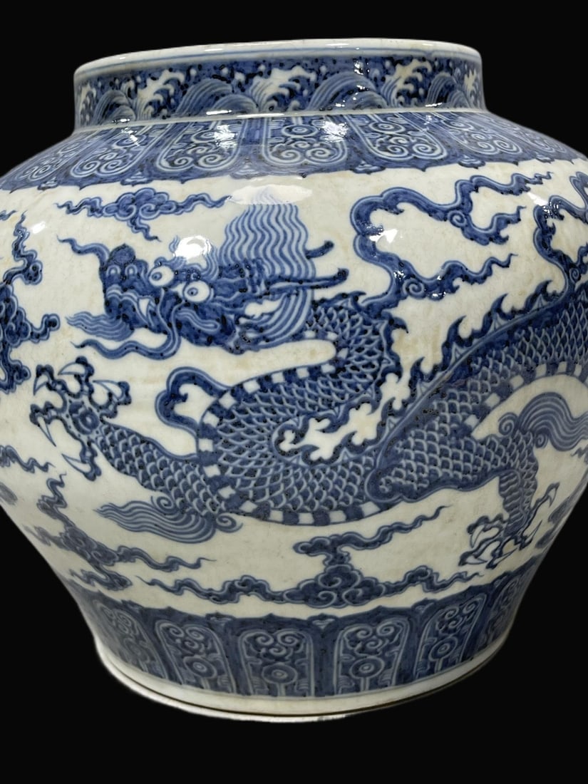 Blue and White Dragon Pattern Vase - 8
