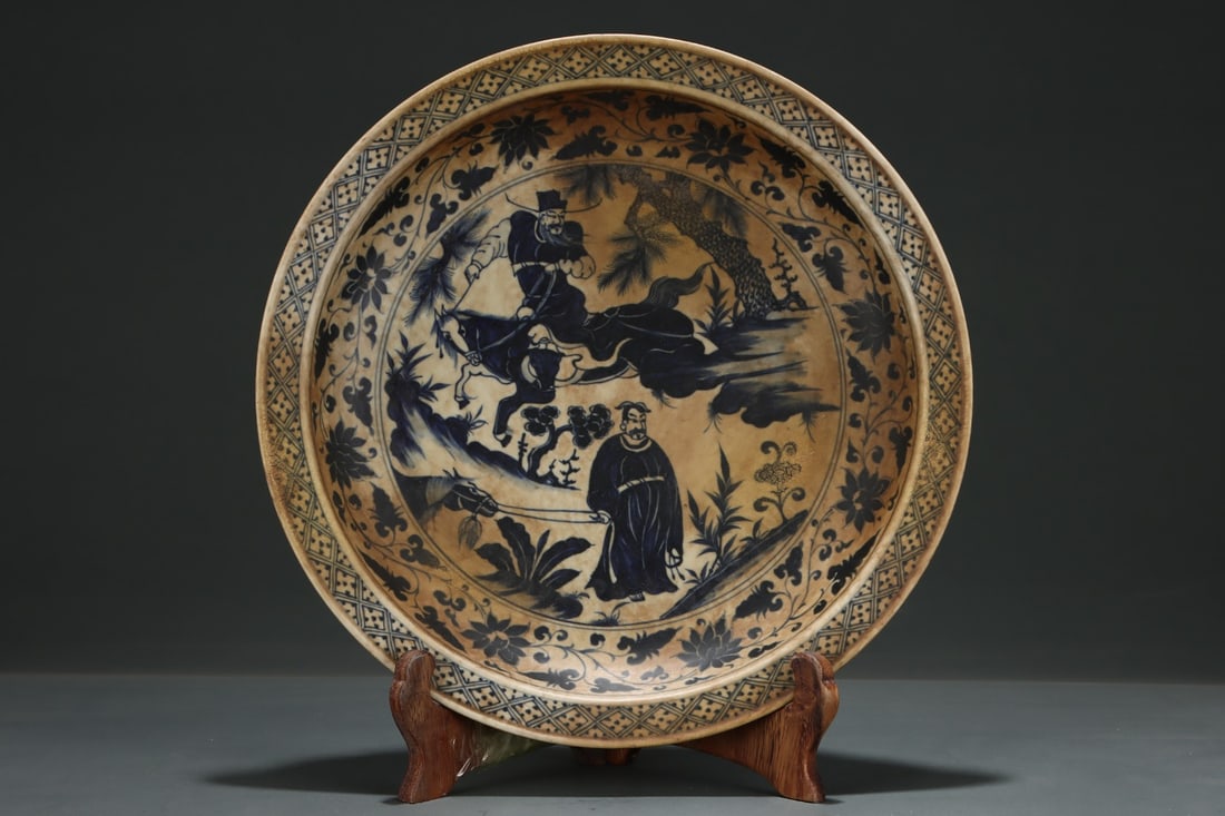 A Exquisite Blue and White Figures Pattern Plate - 3