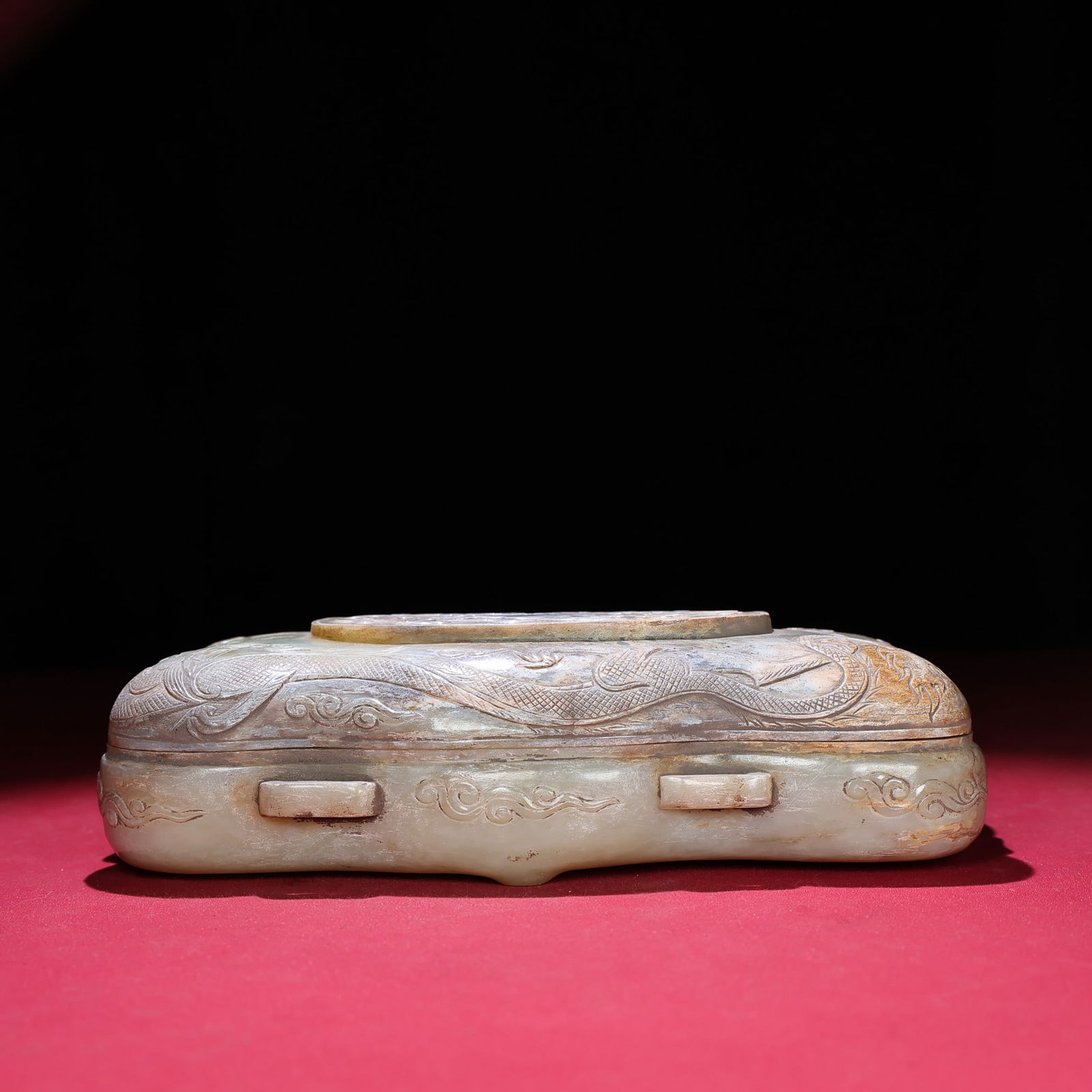 A Exquisite Hetian Jade Tiger Pattern Rouge Box - 6