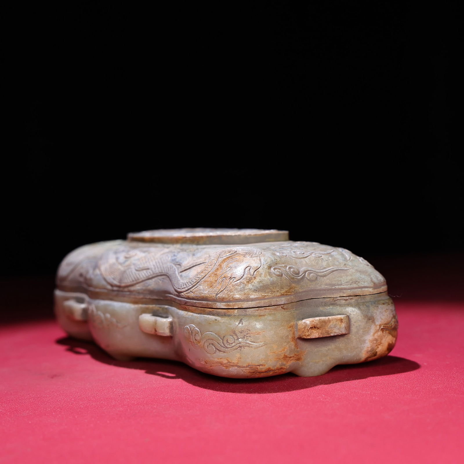 A Exquisite Hetian Jade Tiger Pattern Rouge Box - 7