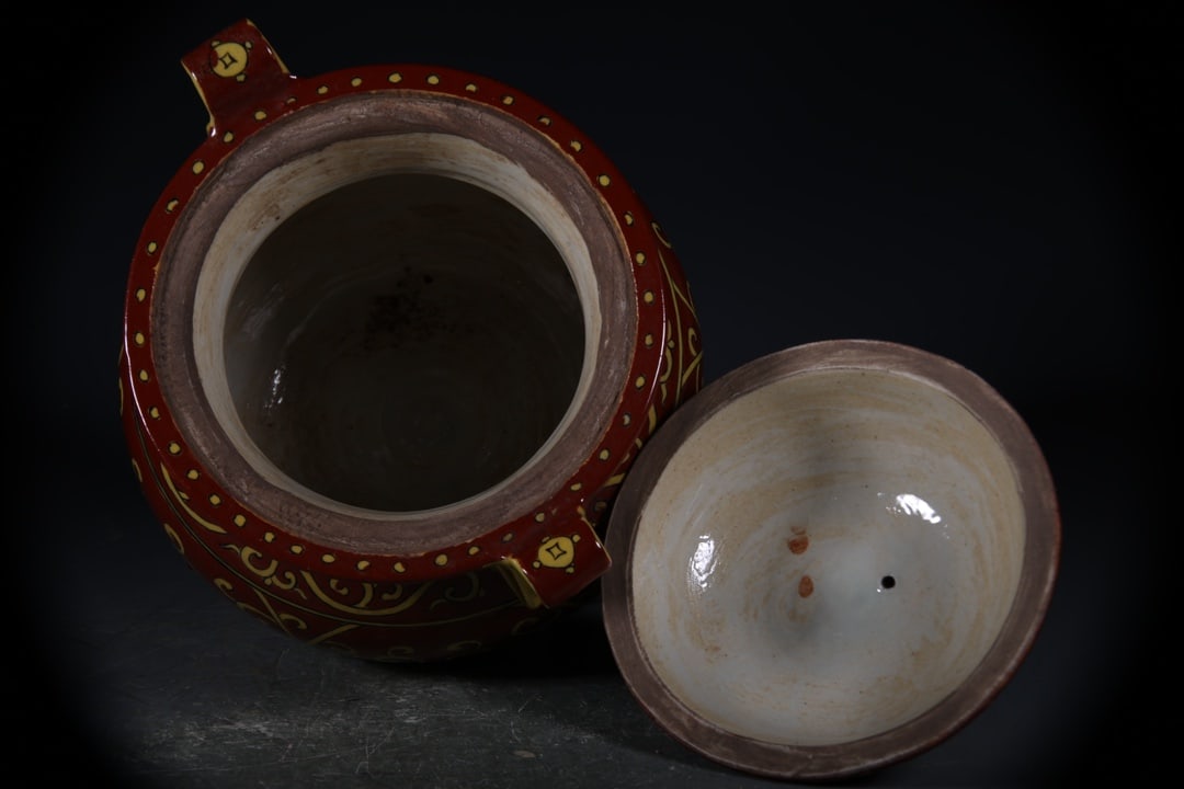 Red Ground Flower Pattern Censer - 5