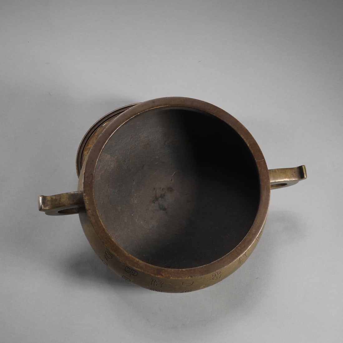 A Exquisite Coppery Flower Pattern Double-Ears Censer - 5