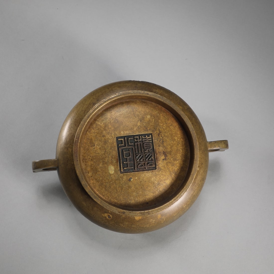 A Exquisite Coppery Flower Pattern Double-Ears Censer - 6