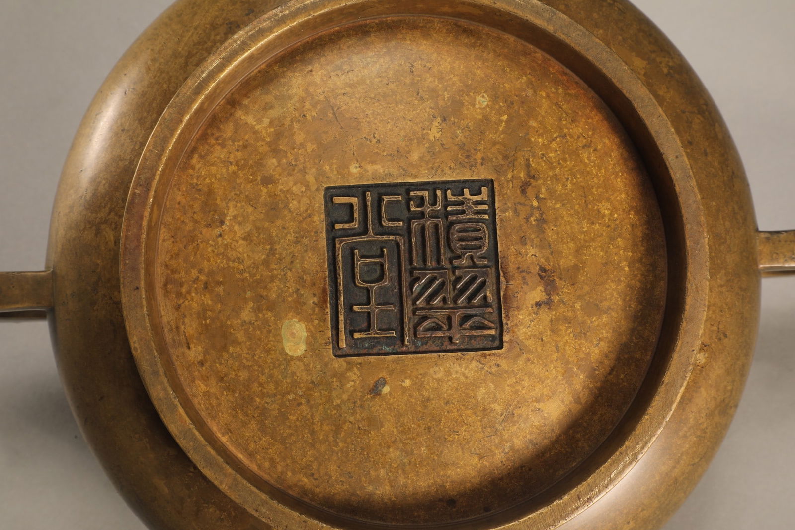 A Exquisite Coppery Flower Pattern Double-Ears Censer - 7