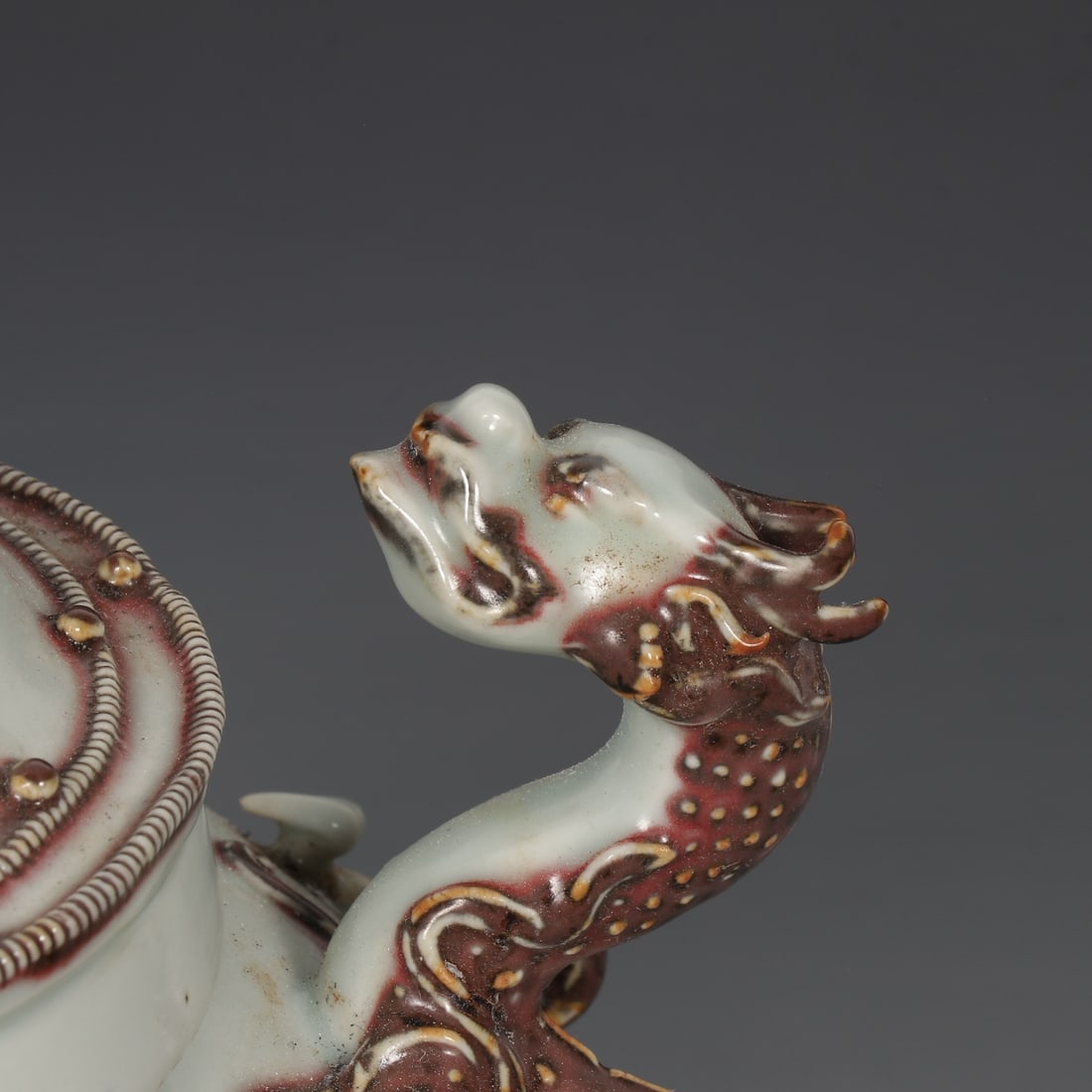 A Exquisite Underglaze-Red Dragon-Ears Jar - 6