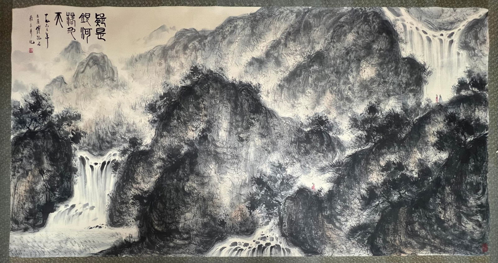A Chinese Ink Landscape Painting on Paper: A Chinese Ink Landscape Painting on Paper,Modern Time of China,Fu Baoshi,Size:124cmx238cm(Without frame) ???????????,???,???