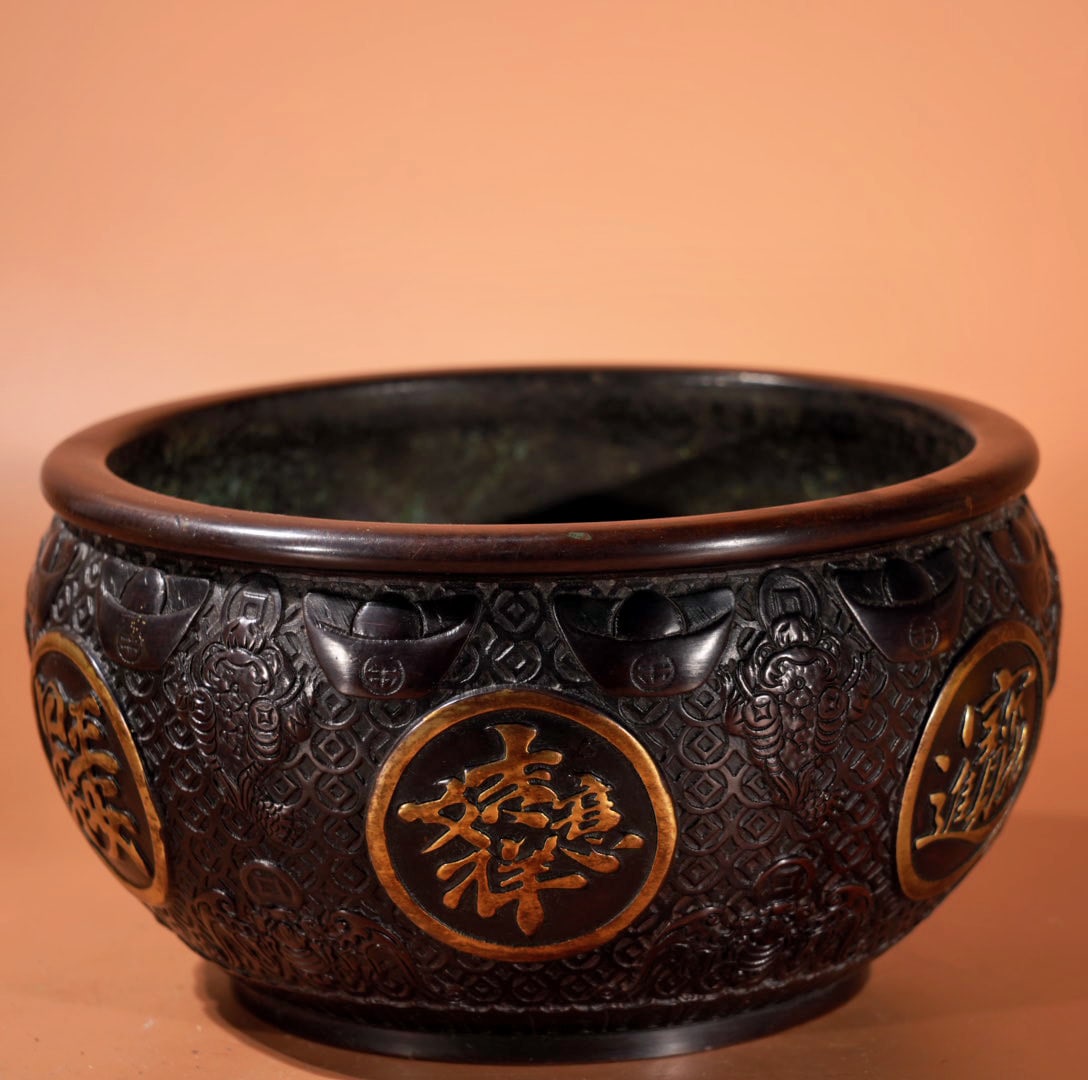 A Exquisite Gilt Bronze Basin - 4