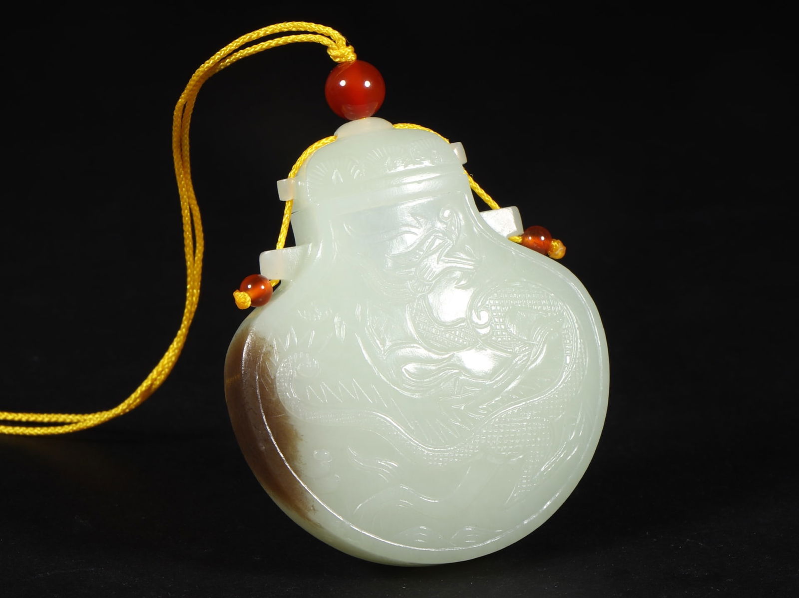 A Exquisite Hetian Jade Dragon Pattern Incense Pouch - 7