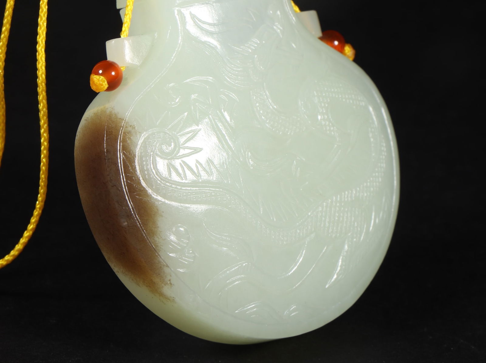 A Exquisite Hetian Jade Dragon Pattern Incense Pouch - 8