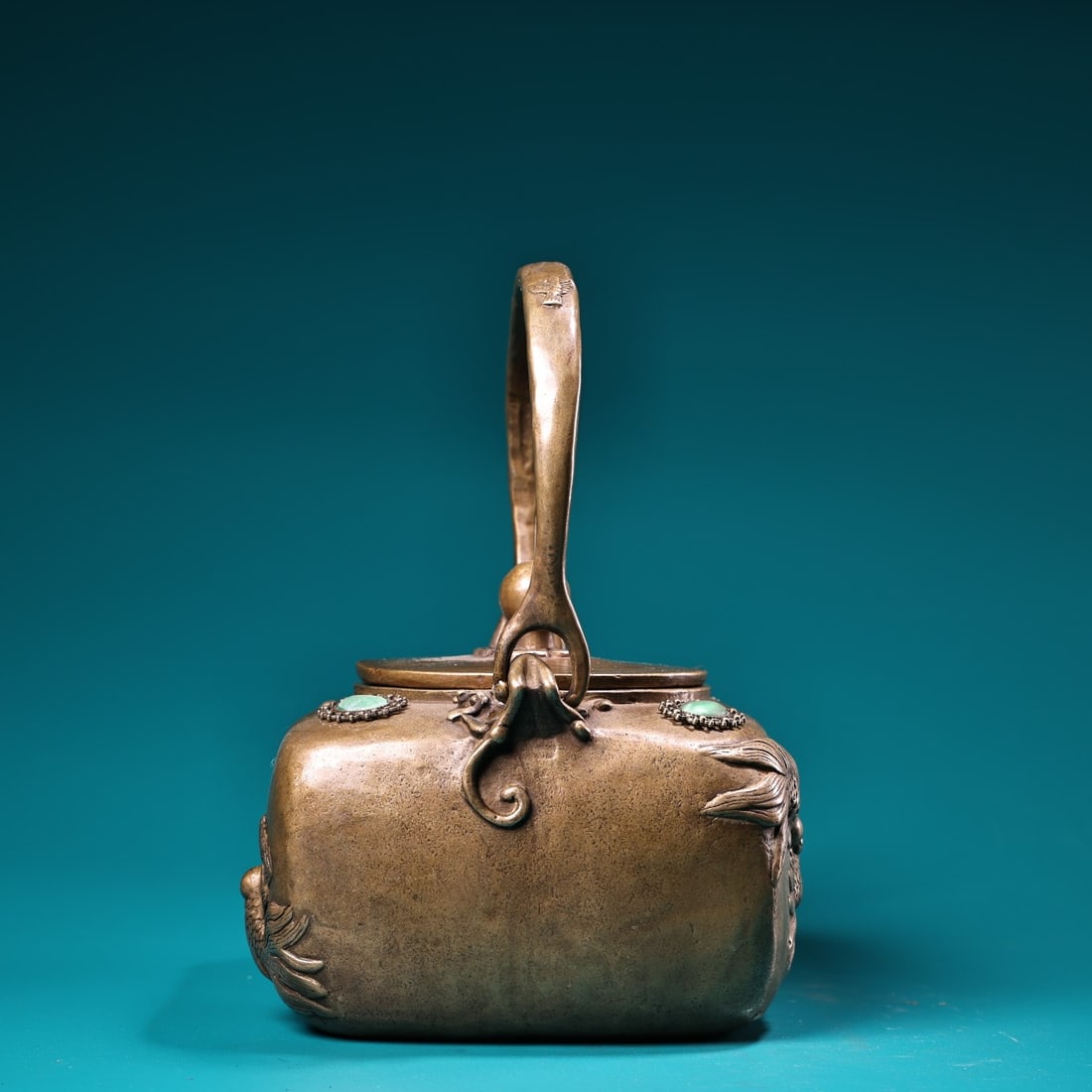 A Exquisite Bronze Carved Fish Pattern Teapot - 5