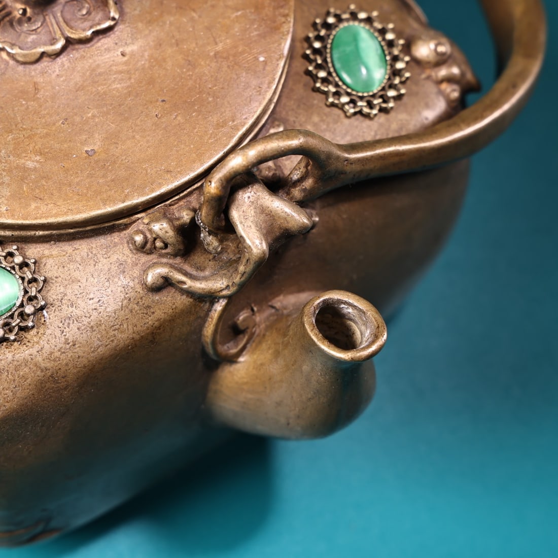 A Exquisite Bronze Carved Fish Pattern Teapot - 8