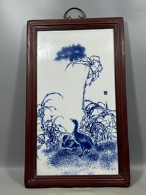 Blue and White Flower and Bird Pattern Porcelain Plate