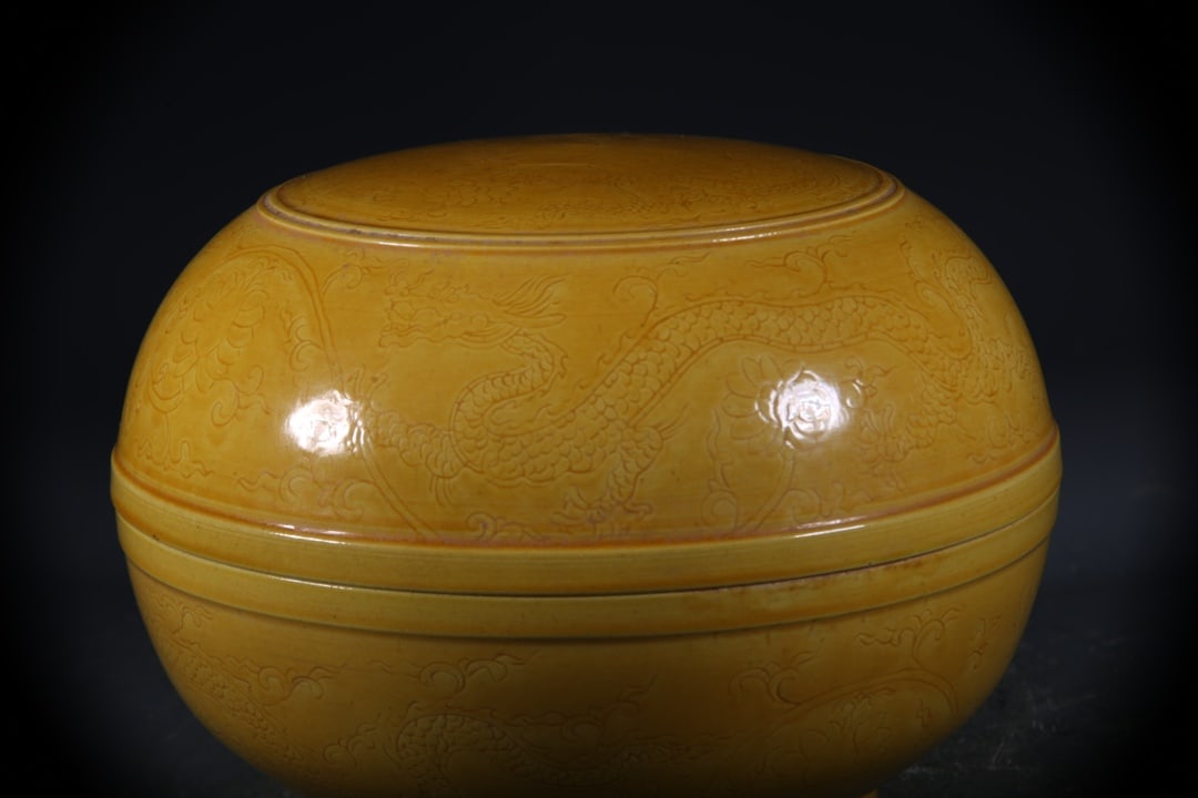 Yellow Glazed Dragon Pattern Box - 3