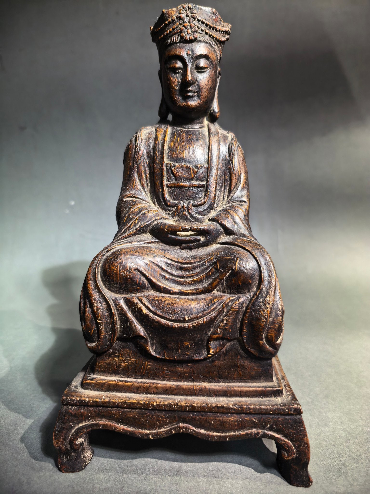 A Exquisite Bamboo Buddha statue Ornament: A Exquisite Bamboo Buddha statue Ornament,Qing Dynasty, China,Size:14cmx10.5cmx27cm,Weight:240g ???????,????
