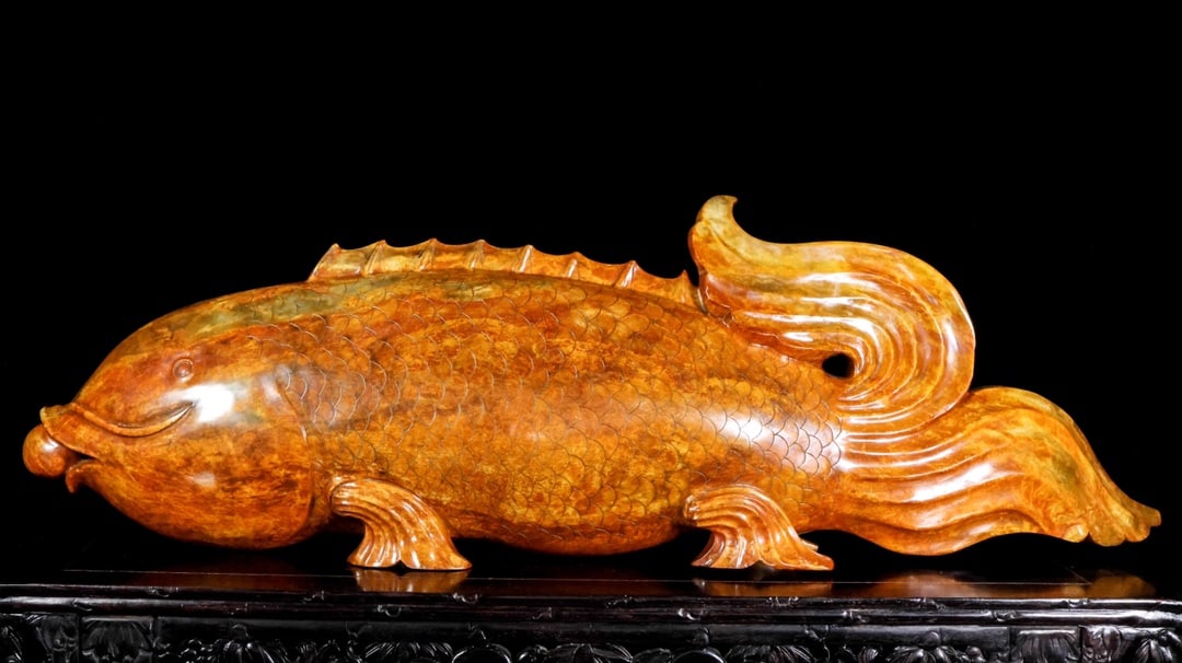 A Rare Hetian Jade Fish - 6