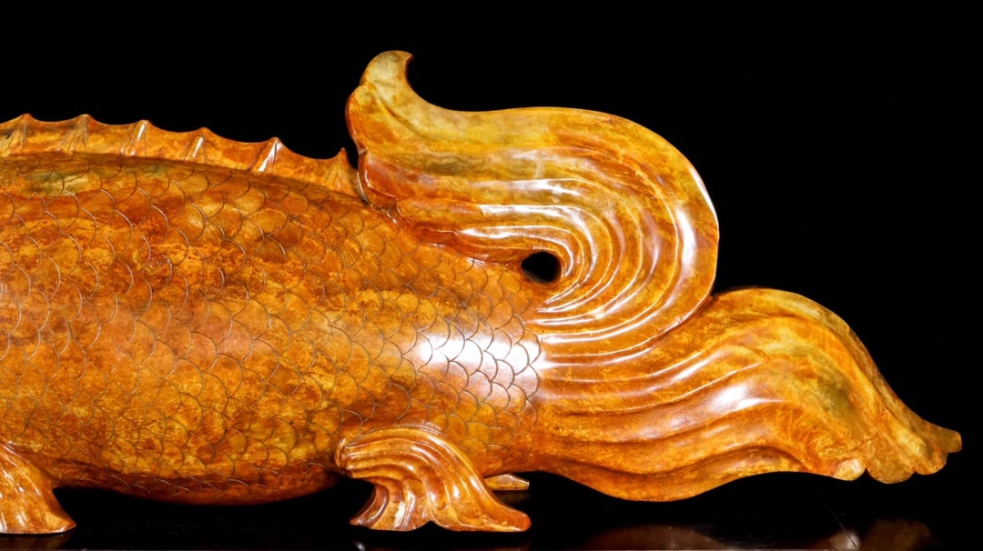 A Rare Hetian Jade Fish - 8