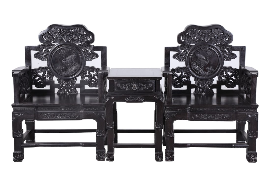 A pair of Exquisite Zitanwood Ganoderma lucidum Pattern Armchair: A pair of Exquisite Zitanwood Ganoderma lucidum Pattern Armchair,Qing Dynasty, China,Size:75cmx58cmx110cm ?????????????,????