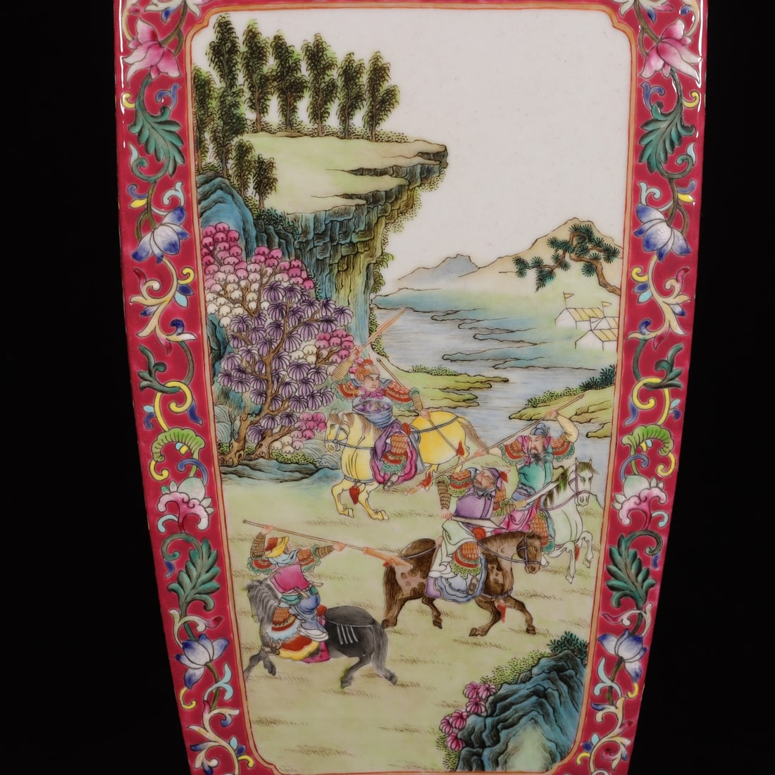 A Exquisite Ruby Red Ground Famille-Rose Figures Pattern Vase - 3