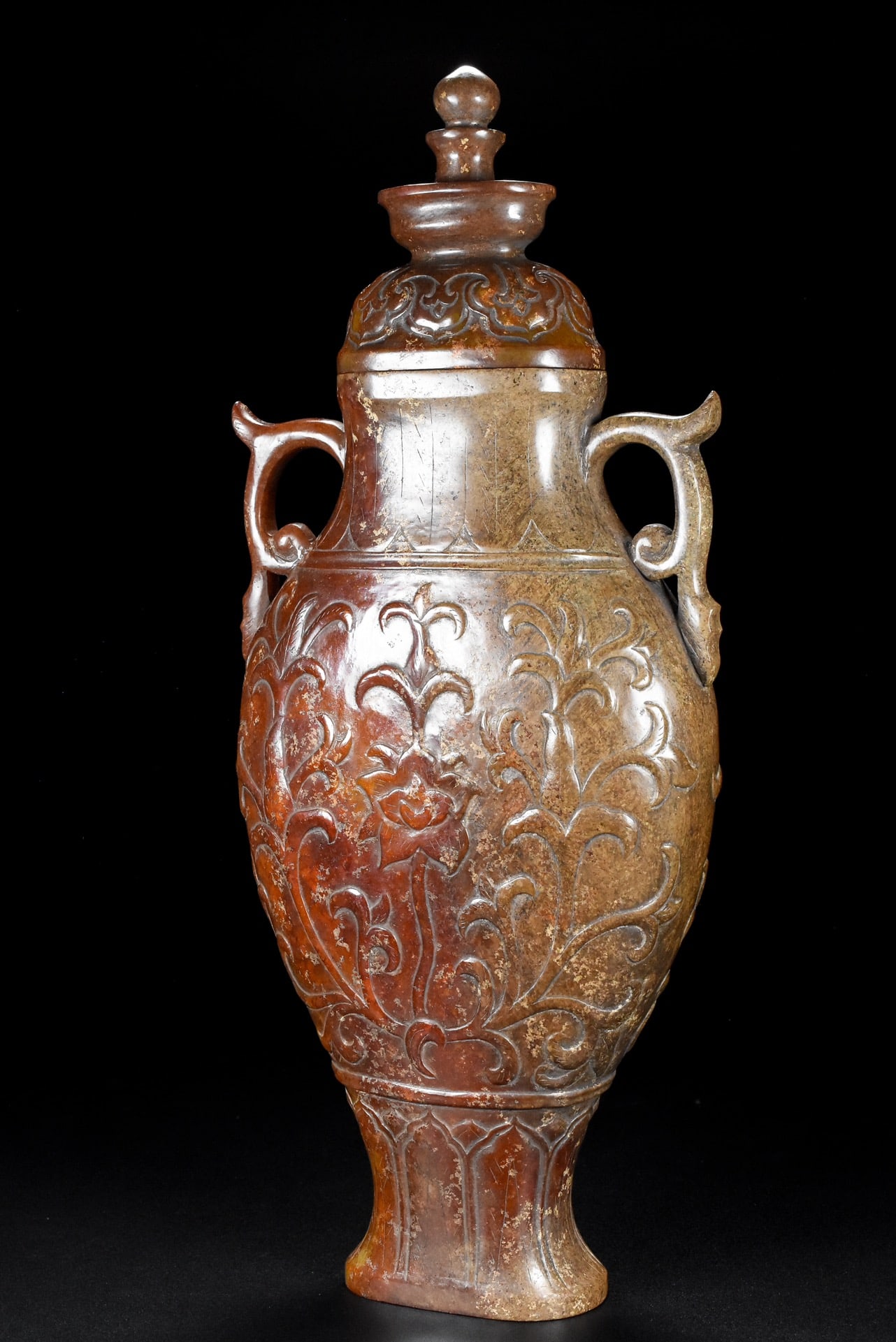 A Exquisite Hetian Jade Flower Pattern Vase - 4