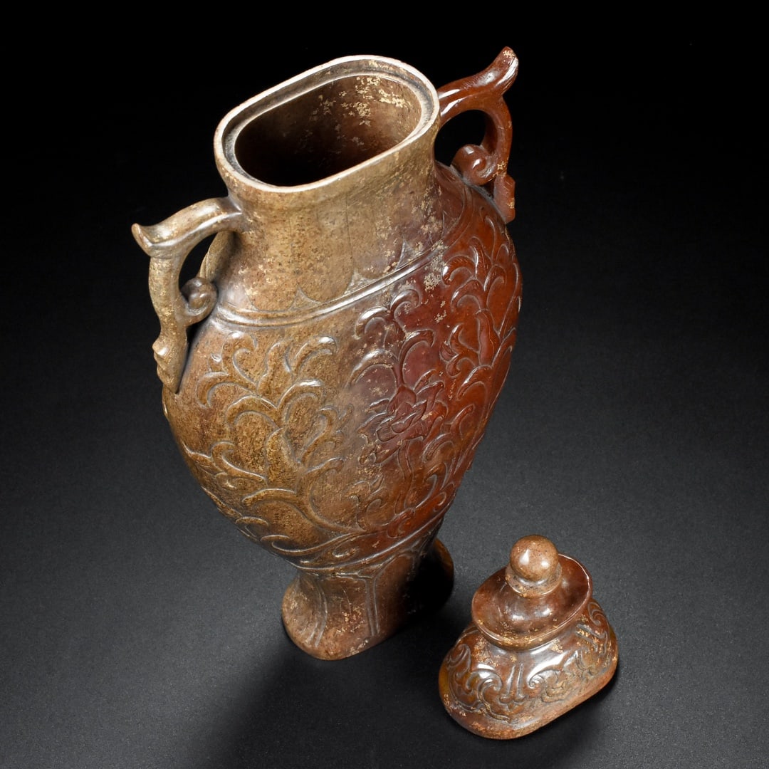 A Exquisite Hetian Jade Flower Pattern Vase - 7