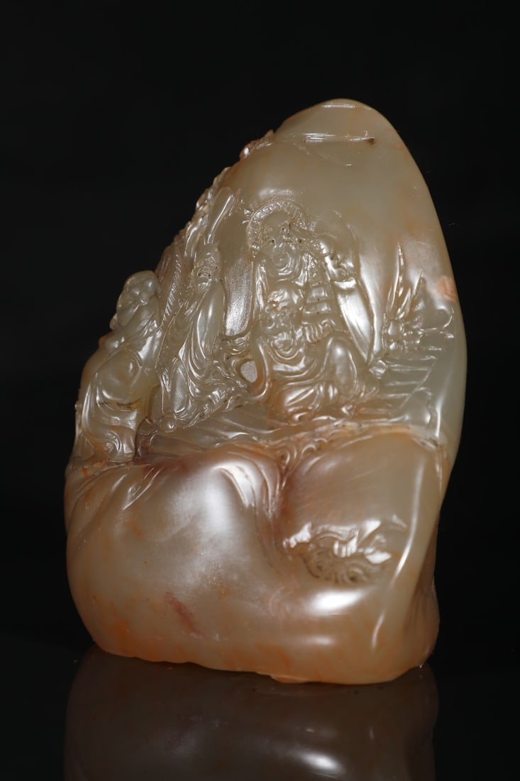 A Exquisite Shoushan Stone Buddha statue Pattern Ornament - 3