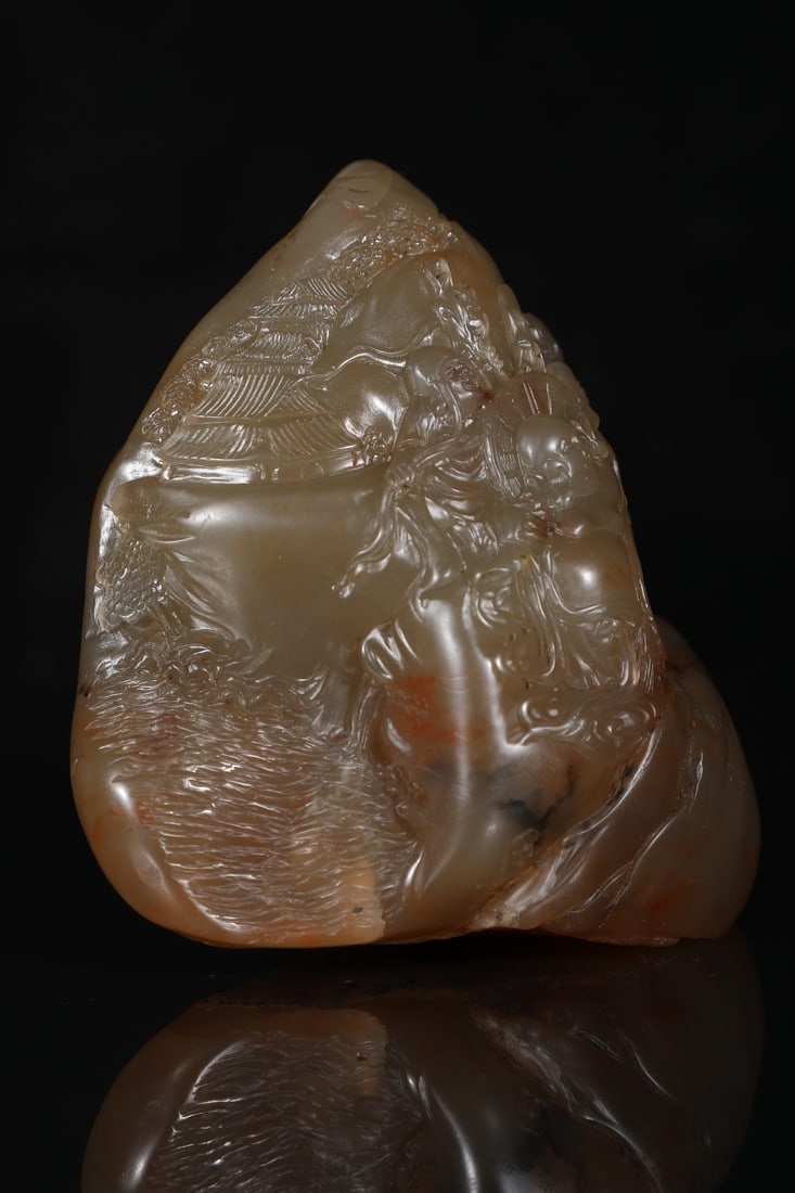 A Exquisite Shoushan Stone Buddha statue Pattern Ornament - 5