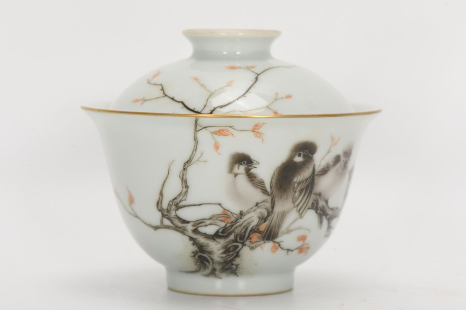 A Exquisite Ink Color Flower and Bird-Pattern Bowl: A Exquisite Ink Color Flower and Bird-Pattern Bowl,Qing Dynasty, China,Yongzheng Four-character Mark,Size:7.8cmx9.5cmx4.2cm ??????,????,??????