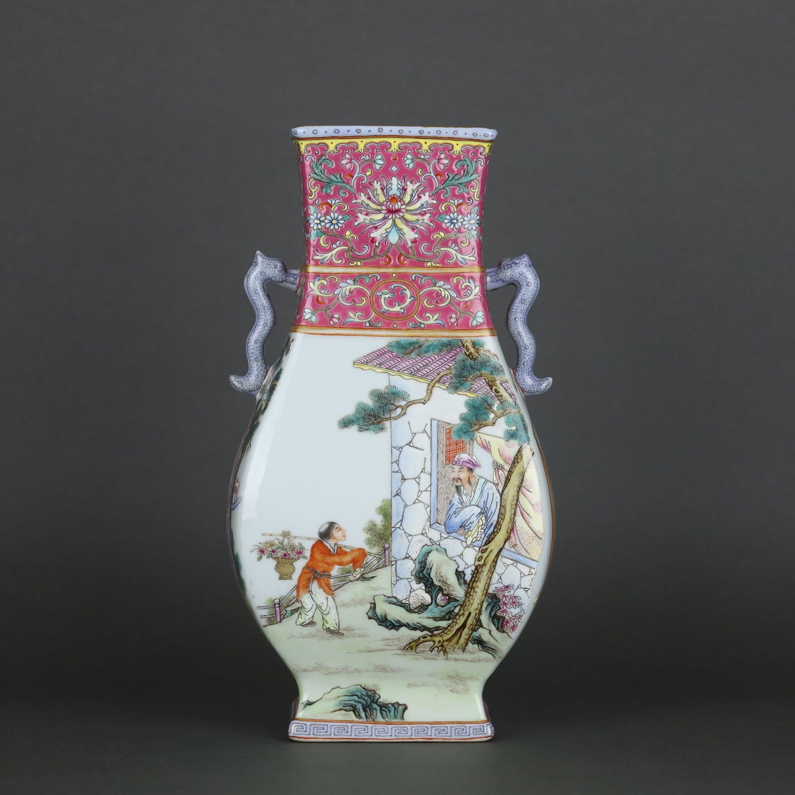A Exquisite Famille-Rose Figures Pattern Double Ears Vase (1 of 9)