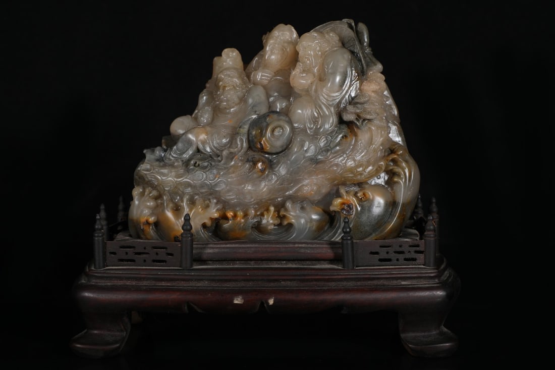 A Exquisite Shoushan Stone Figures Ornament: A Exquisite Shoushan Stone Figures Ornament,Qing Dynasty, China,Size:14xx11.5cm,Weight:1271g ???????,????