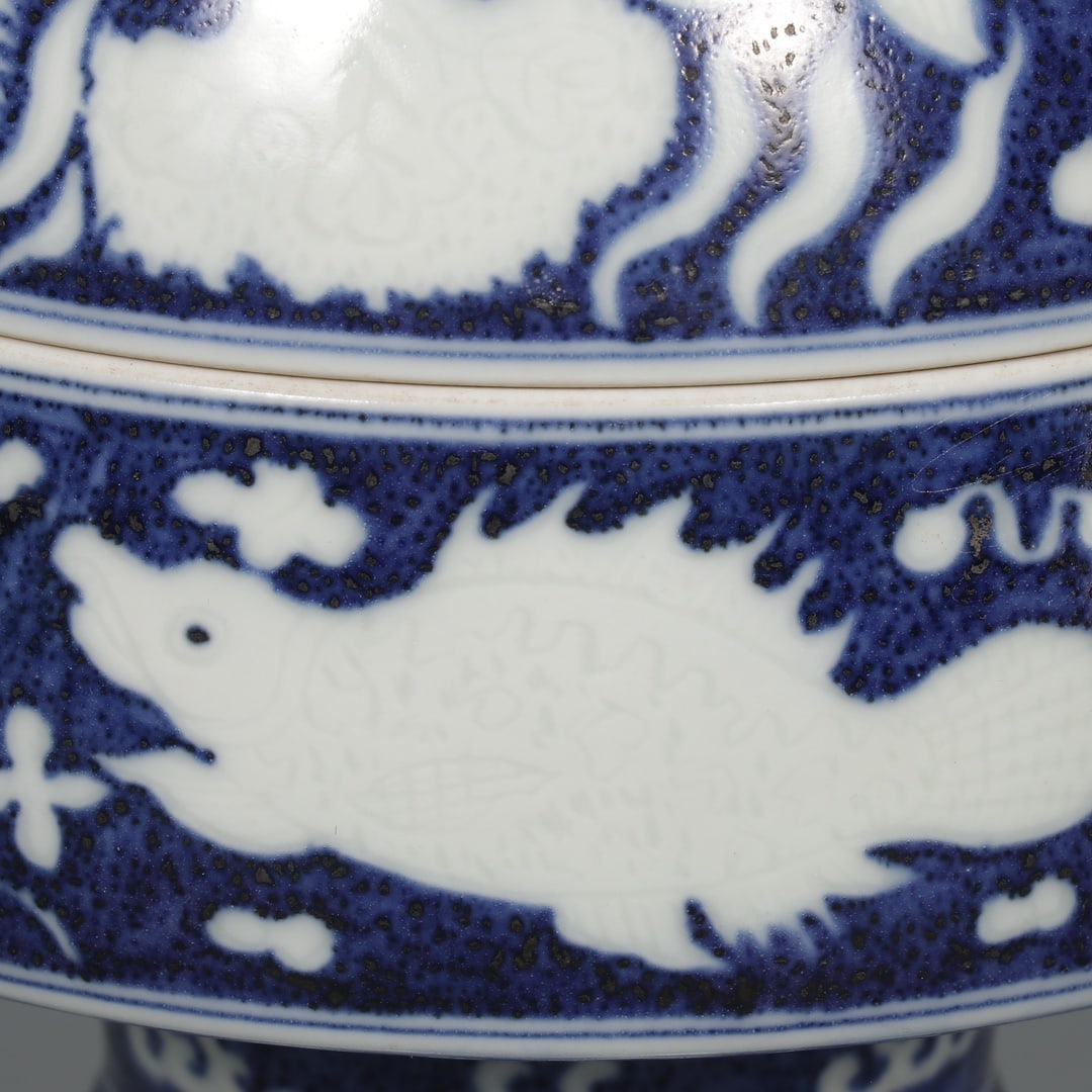 A Exquisite Blue and White Fish and Algae Pattern Jar - 5