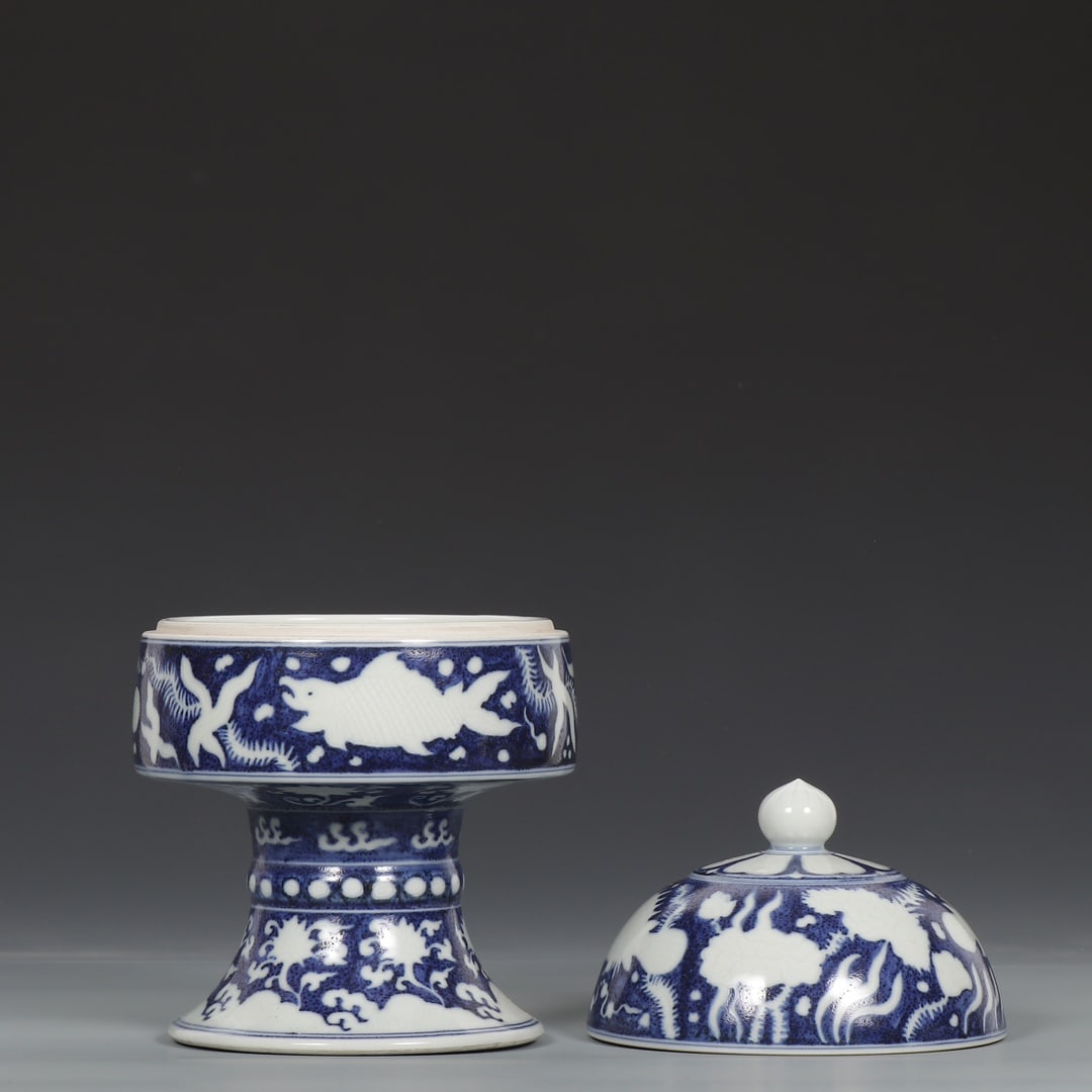 A Exquisite Blue and White Fish and Algae Pattern Jar - 6