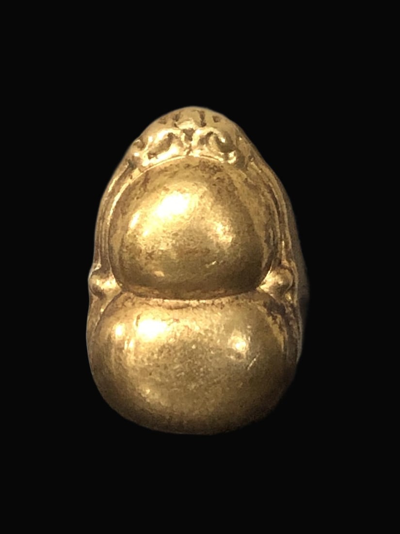 A Exquisite Gilt Bronze Gourd-Shaped Gold Ingot: A Exquisite Gilt Bronze Gourd-Shaped Gold Ingot,Qing Dynasty, China,With Mark,Size:2.5cmx1cmx4cm,Weight:48.5g ???????????,????,??