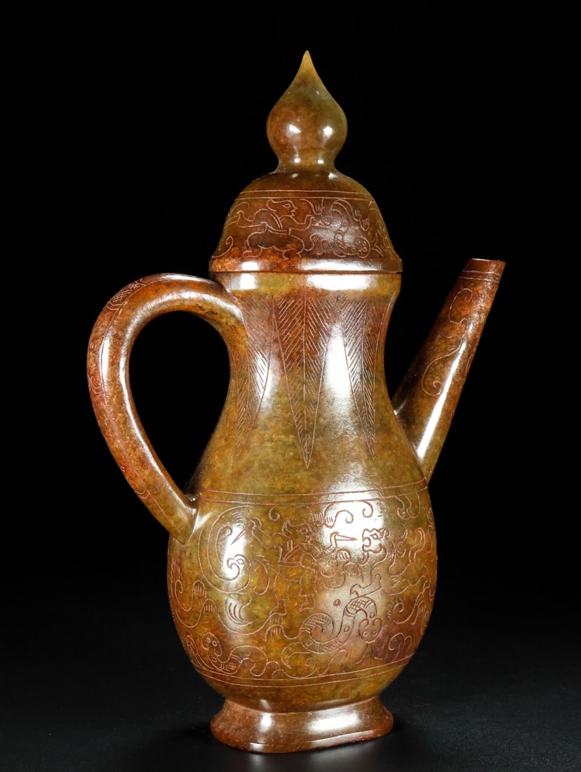 A Rare Hetian Jade Wine Pot - 7