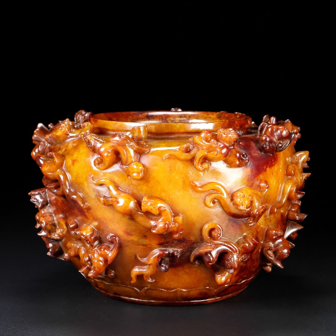 A Exquisite Hetian Jade Dragon Pattern Vat - 2