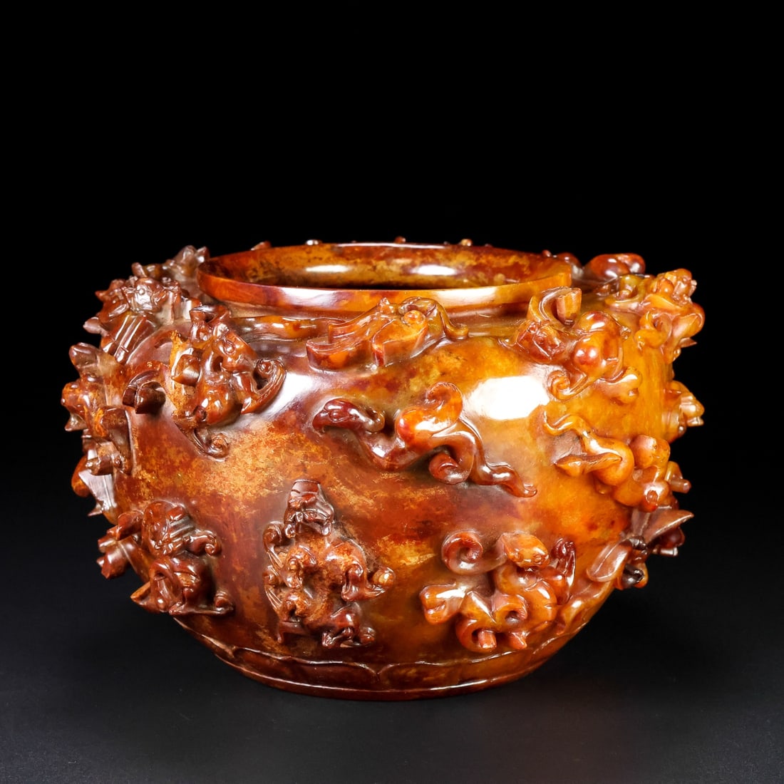 A Exquisite Hetian Jade Dragon Pattern Vat - 4