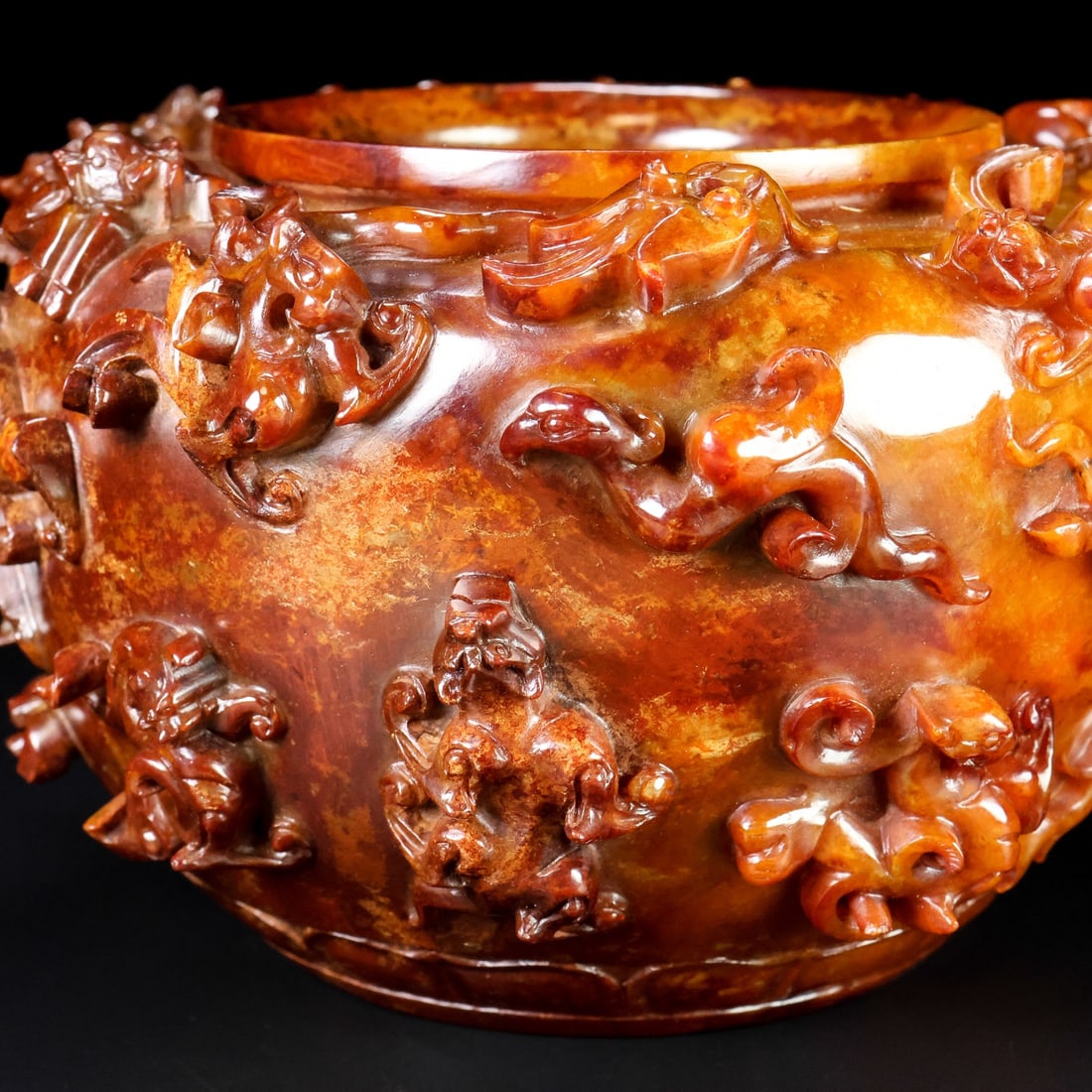 A Exquisite Hetian Jade Dragon Pattern Vat - 5