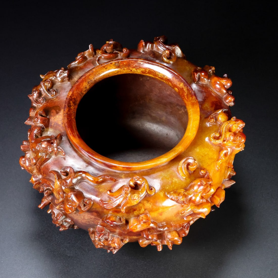 A Exquisite Hetian Jade Dragon Pattern Vat - 6