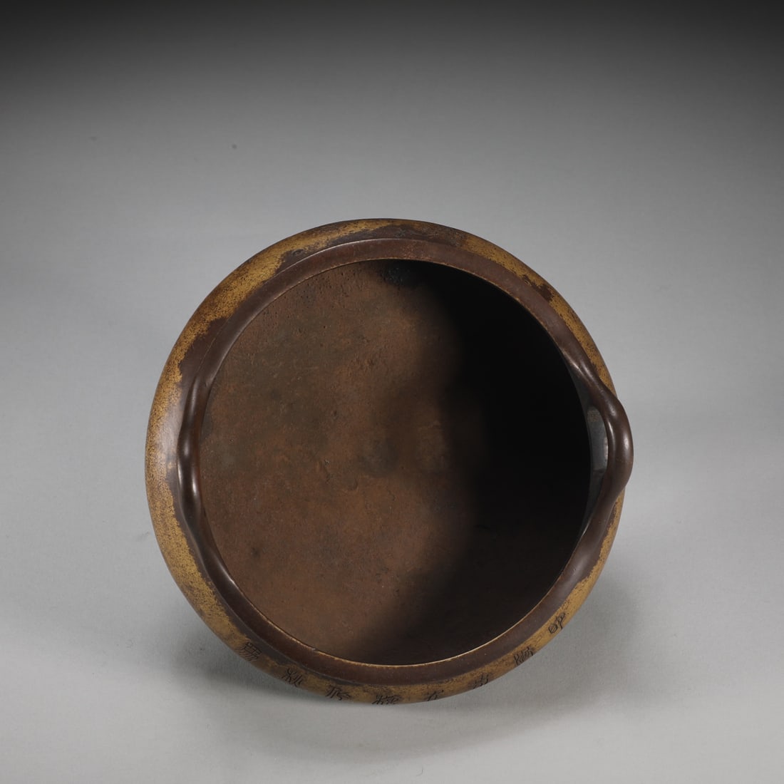 A Exquisite Coppery Flower Pattern Double-Ears Censer - 4