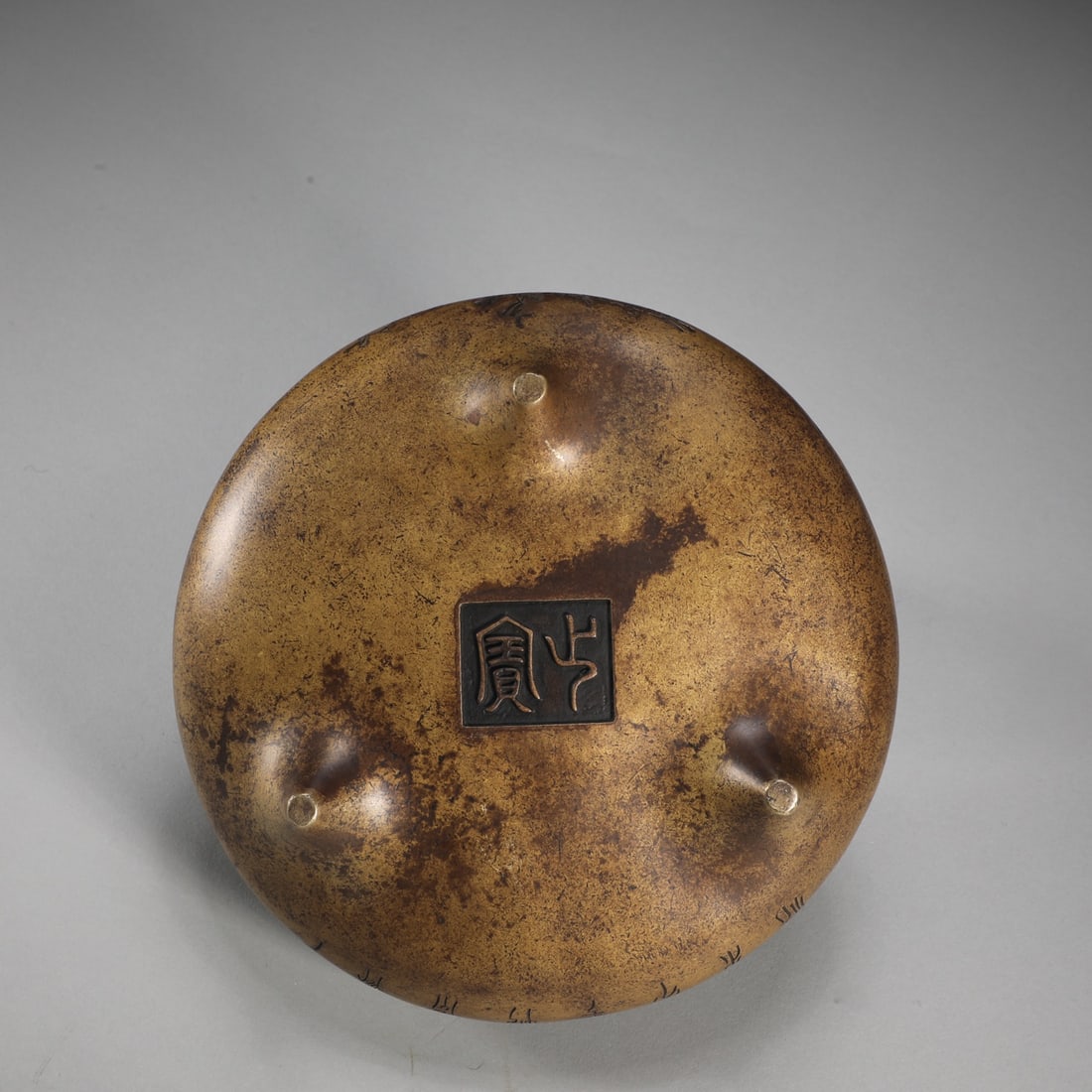 A Exquisite Coppery Flower Pattern Double-Ears Censer - 5